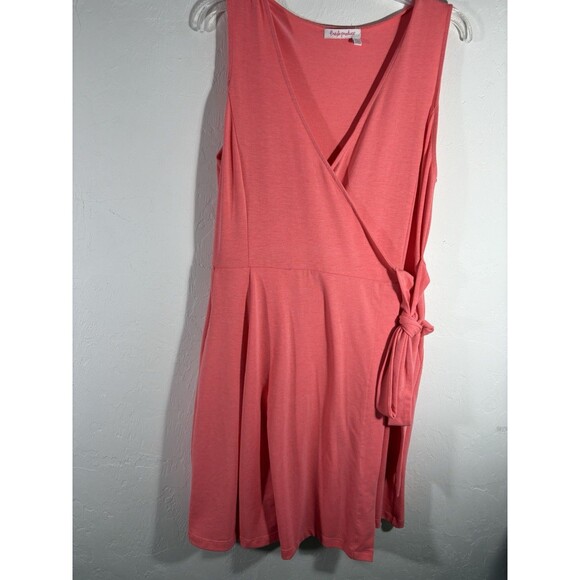 Fresh Produce XL Wrap Tie Dress Poppy Coral Sonia Stretchy Knit With Pockets - Picture 1 of 8